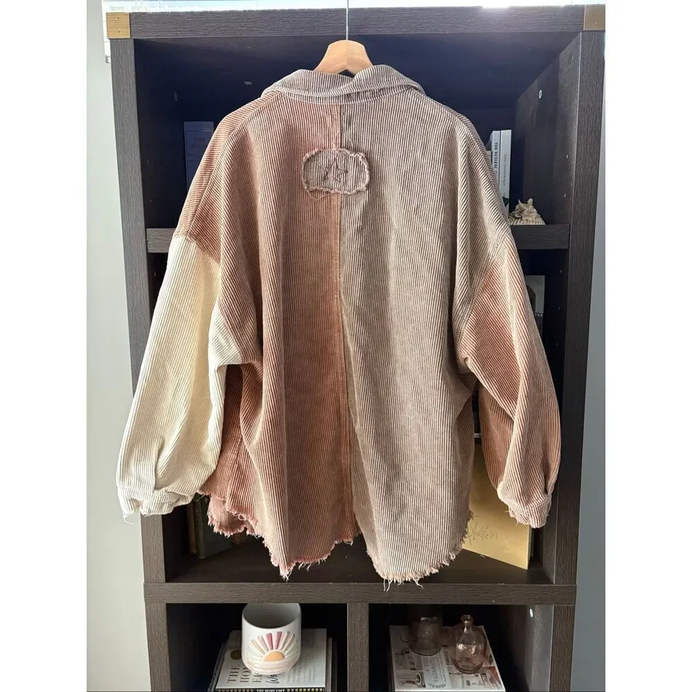 POL Together In Spirit Multi Tone Corduroy Shacket Jacket Size Medium